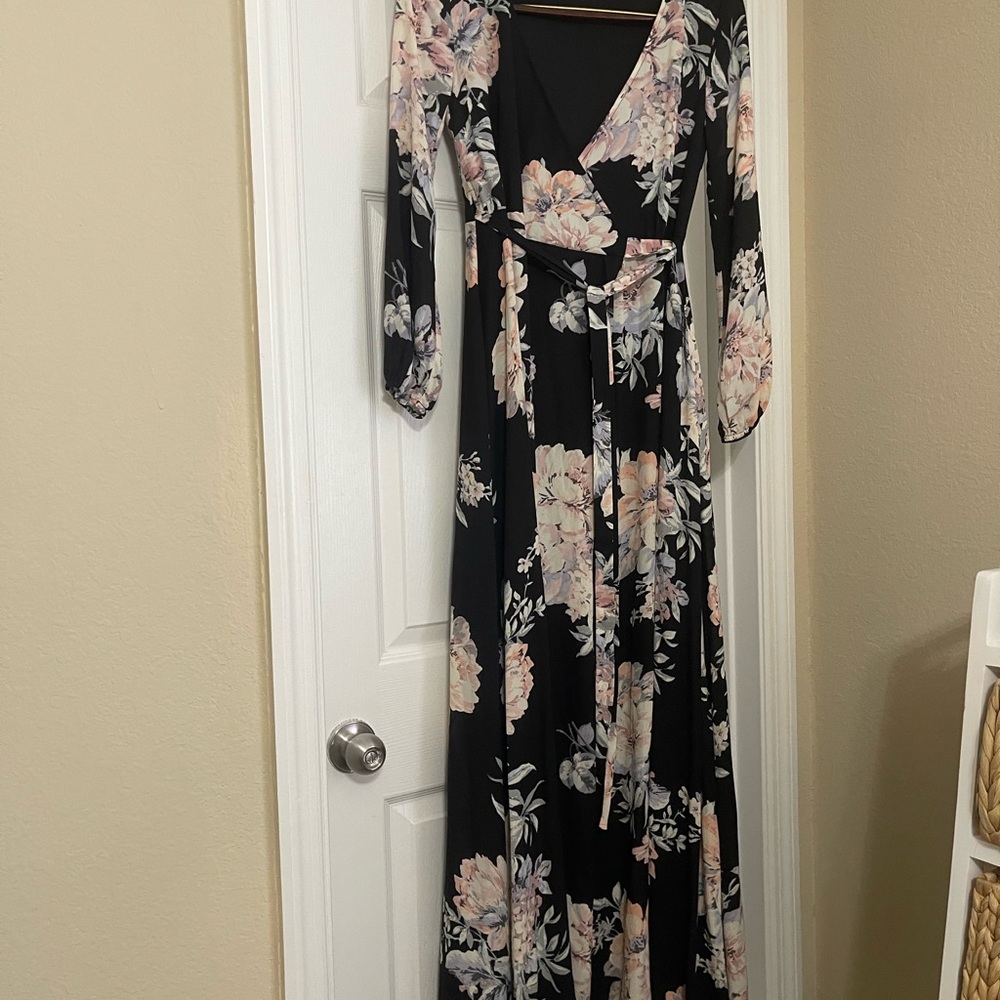 Modest Wrap-around Floral Dress (Hijabi Dress)